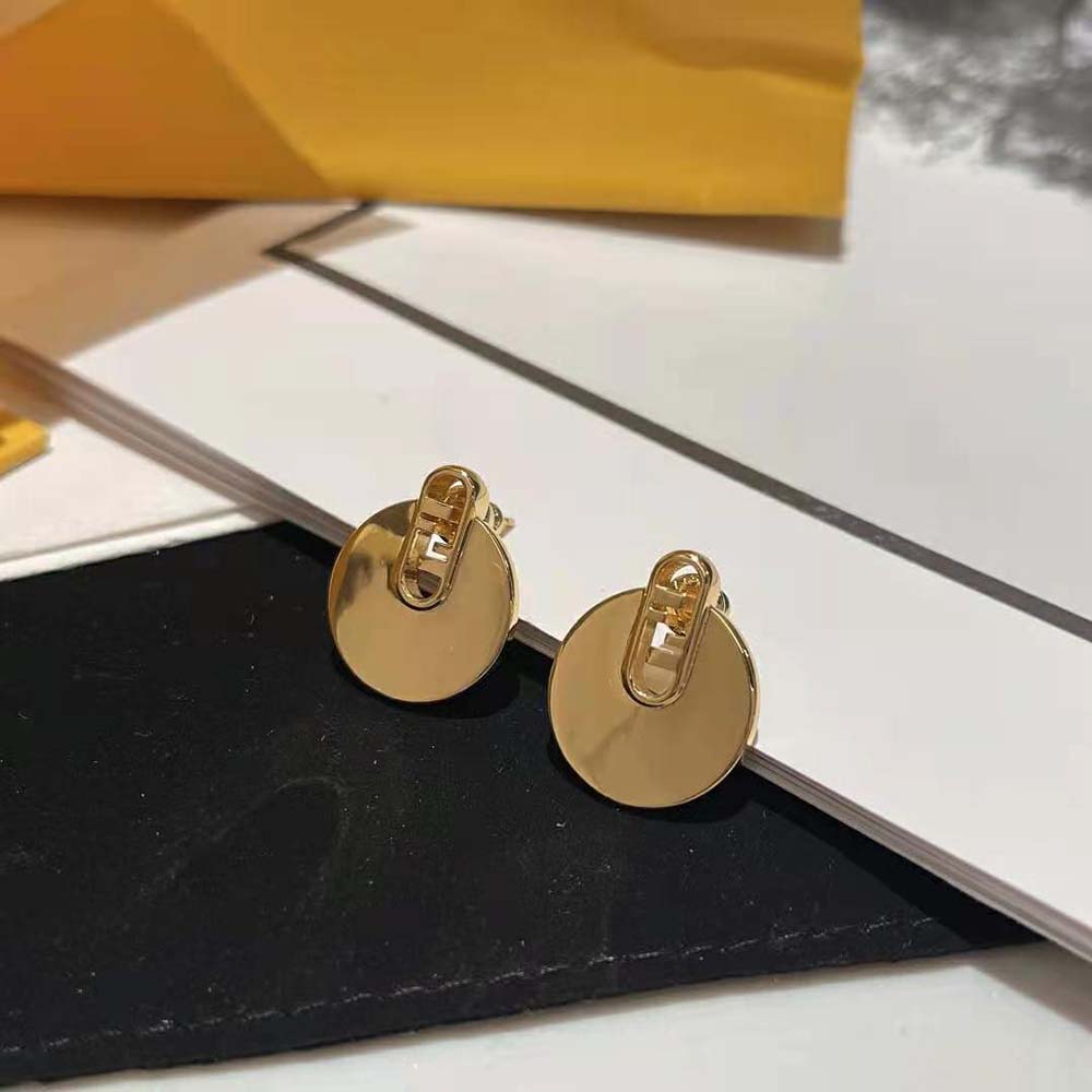 BÔNG TAI Fendi Women O Lock Earrings Gold Colored
