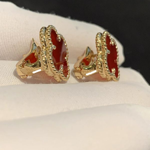 Bông tai Van Cleef & Arpels Vintage Alhambra Carnelian vàng hồng 18K