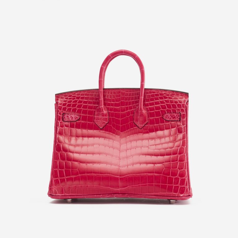 TÚI Hermès Birkin 25 Niloticus Crocodile Lisse Rose Extreme Silver Buckle khóa trắng