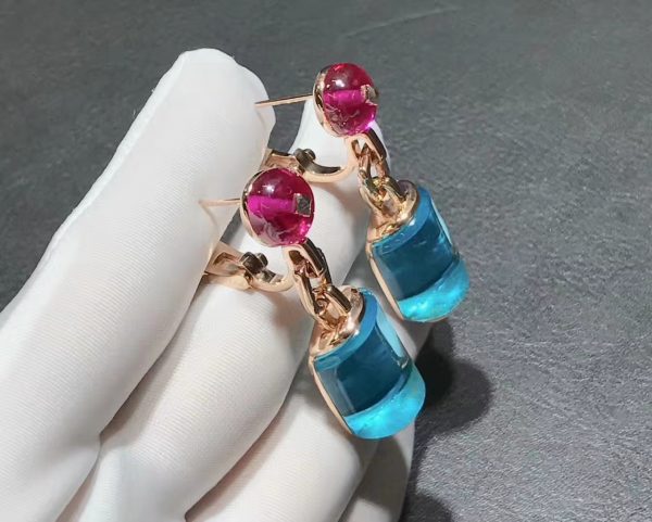 Bông tai BVLGARI Ladies MVSA 18kt Aquamarine và Rubellite vàng hồng 18K