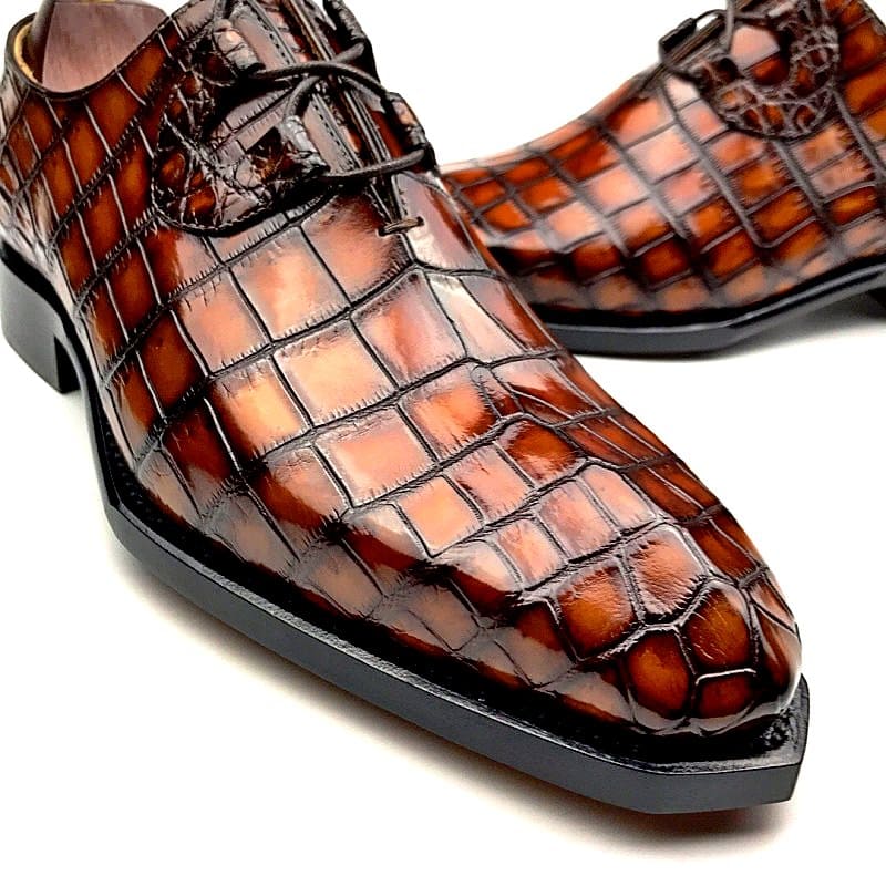 Giày công sở có dây buộc da lót da cá sấu Alligator có 4 màu