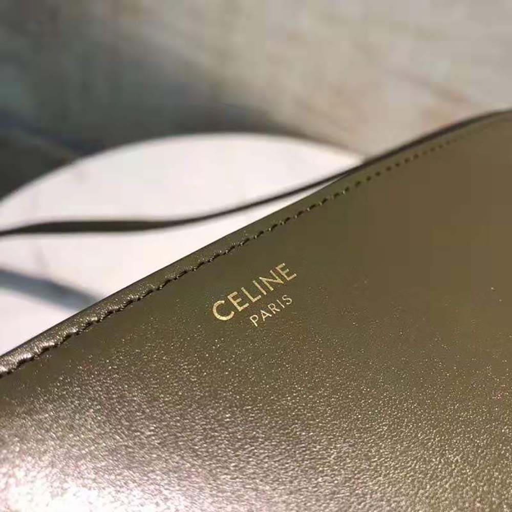 TÚI Celine Women Medium Maillon Triomphe Bag in Natural Calfskin-Green