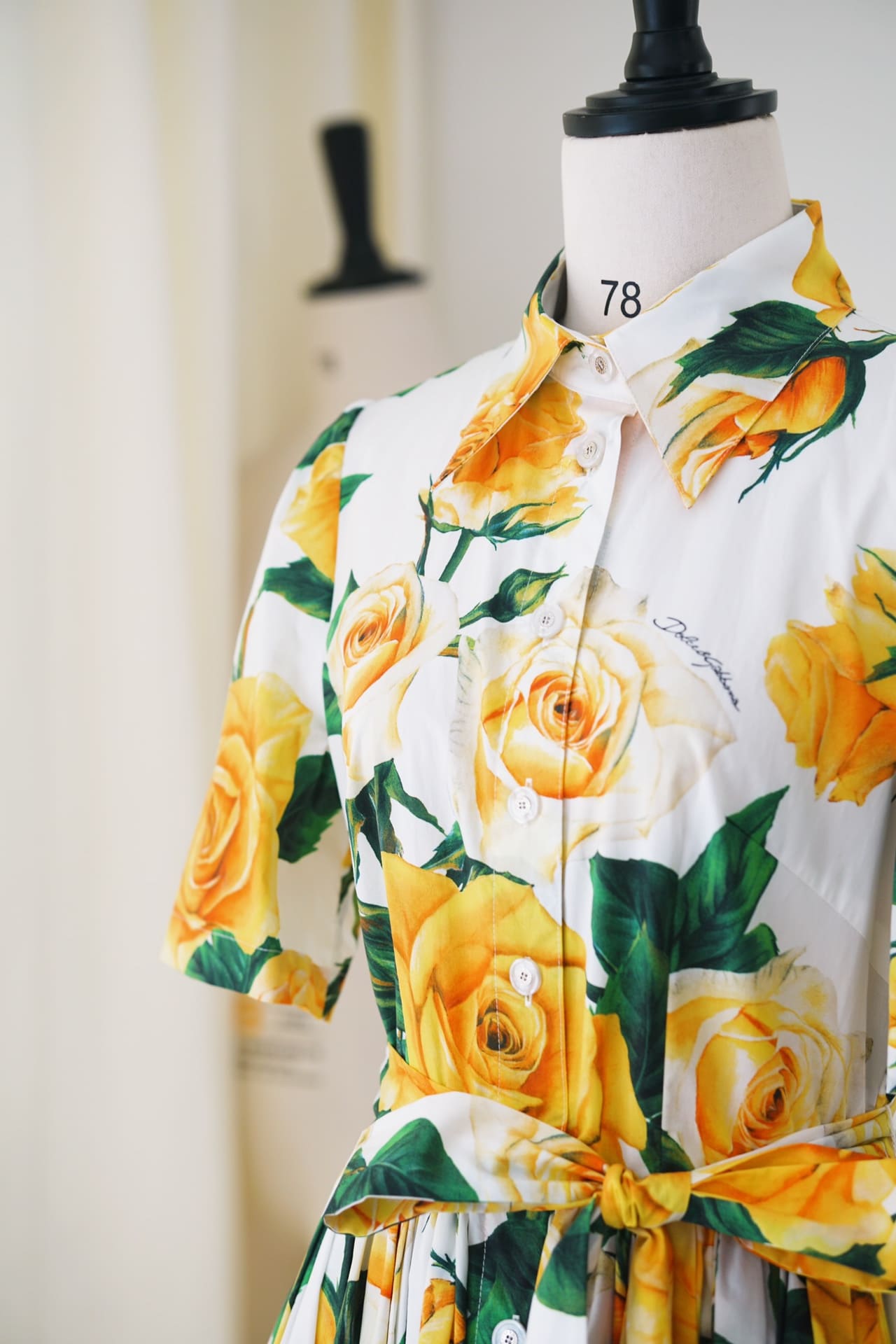 VÁY DOLCE & GABBANA GREEN YELLOW FLORAL PRINT MIDI DRESS High Classy