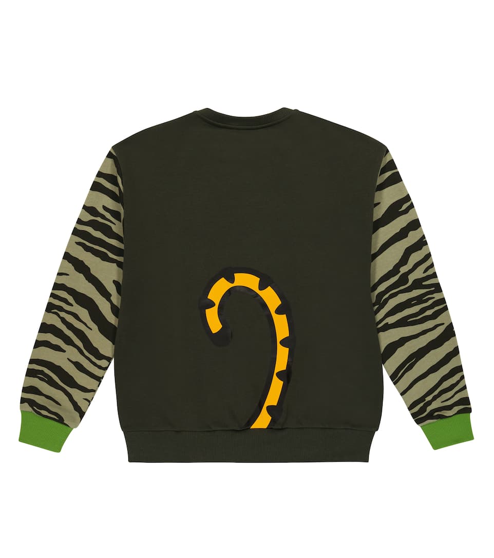 ÁO KENZO KIDS Embroidered tiger-print cotton sweatshirt 9 -12 years