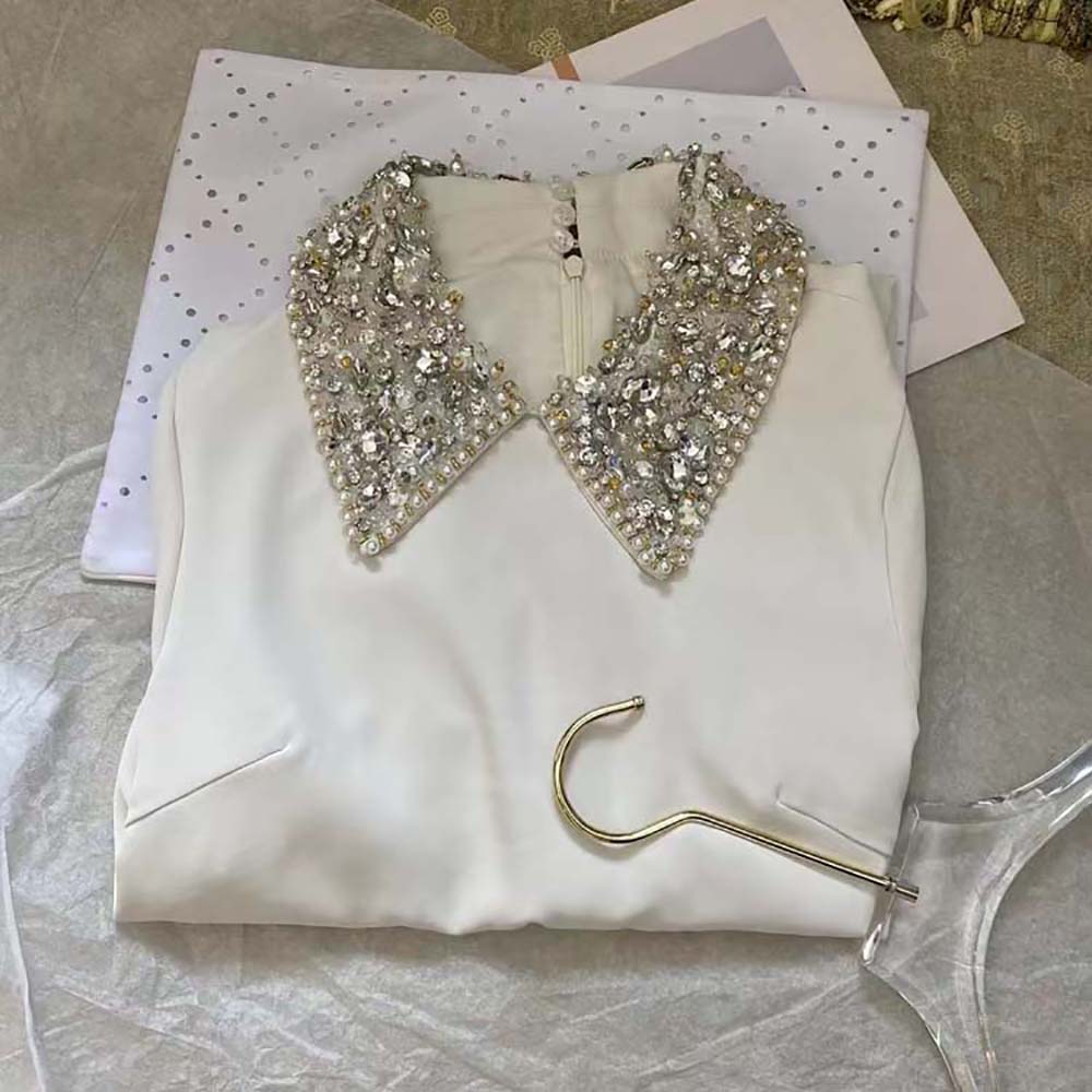 Váy Miu Miu Crystal-Embellished Shift Dress-White