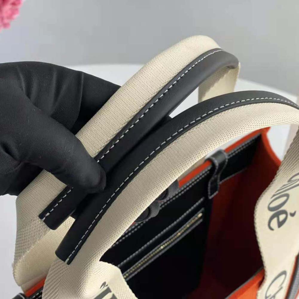 TÚI CHLOE Medium Woody Tote Bag in Recycled Felt and Shiny Calfskin