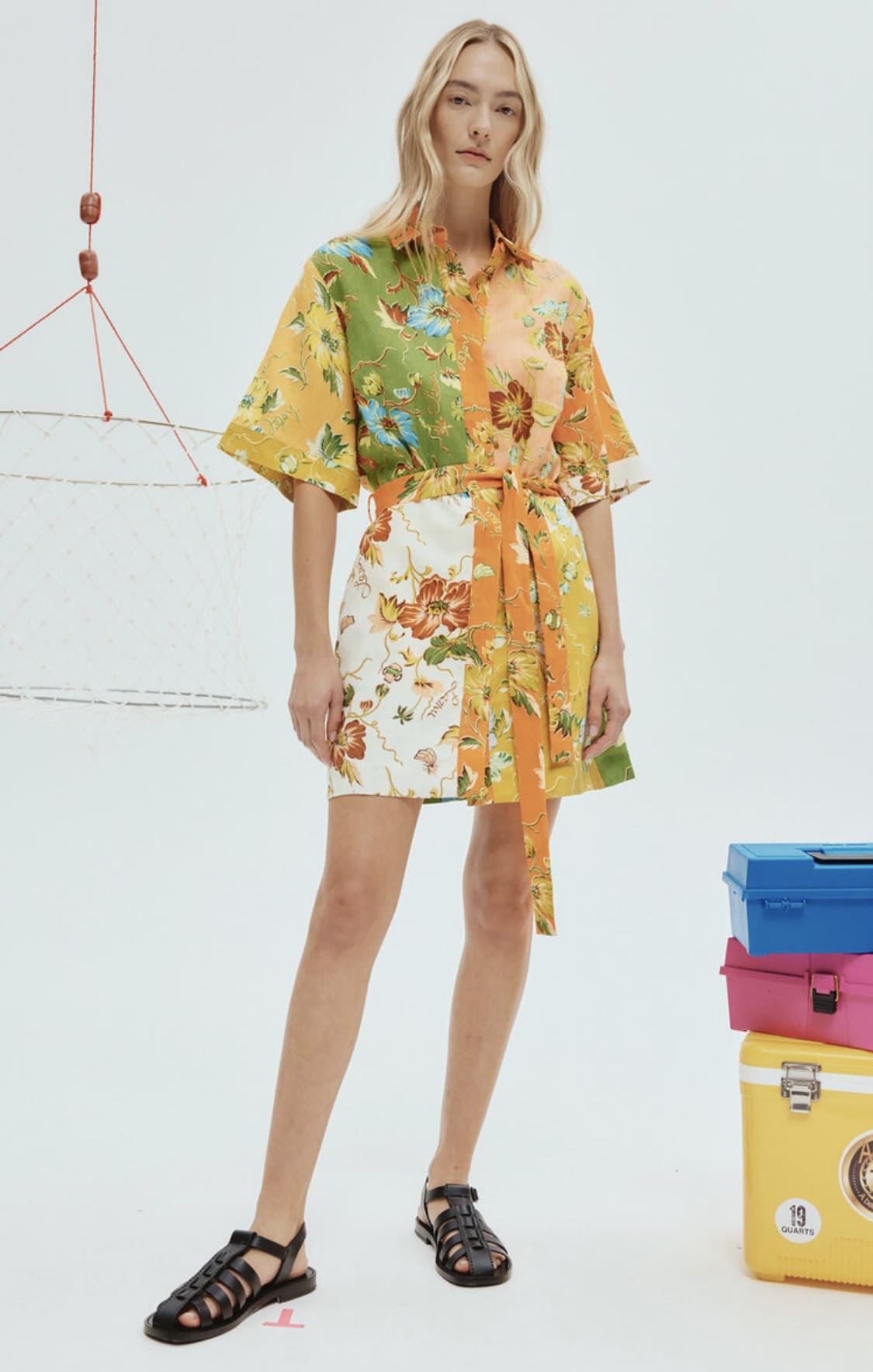 VÁY ALEMAIS LAMU COLORBLOCK IN LINEN High Classy