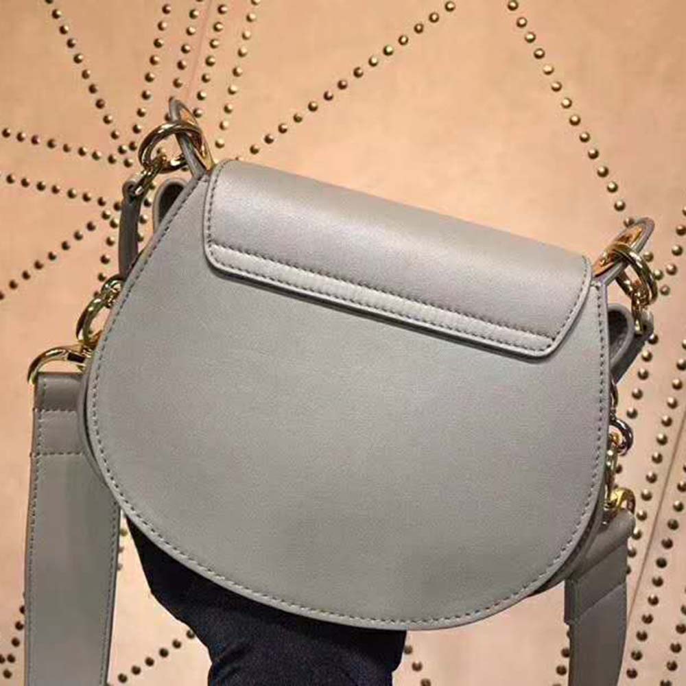 TÚI Chloe Tess Bag in Shiny & Suede Calfskin-Brown