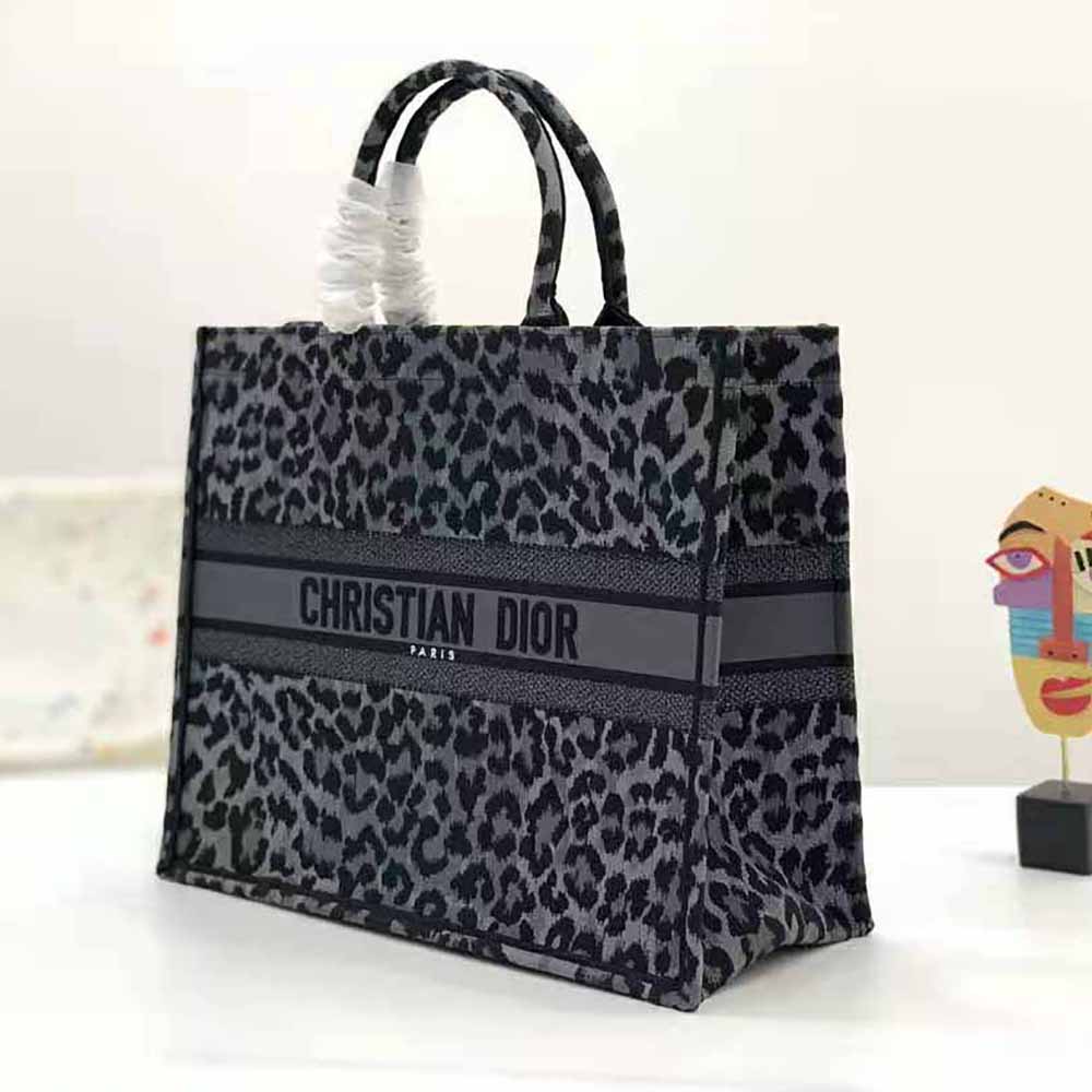 TÚI Dior Women Book Tote Gray Mizza Embroidery
