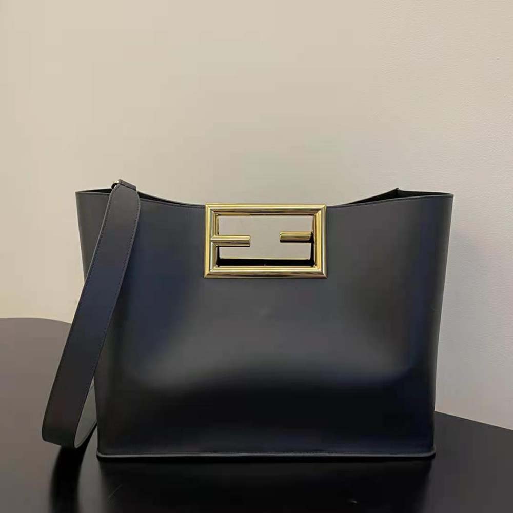 TÚI Fendi Way Medium Made of Camellia-Colored Leather Bag-Black