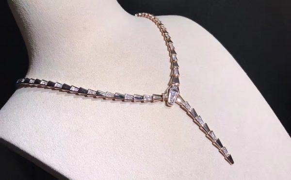 Vòng cổ BVLGARI Serpenti Kim cương Demi-pavé vàng hồng 18K