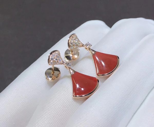 Bông tai BVLGARI Diva's Dream Carnelian Kim cương vàng hồng 18K