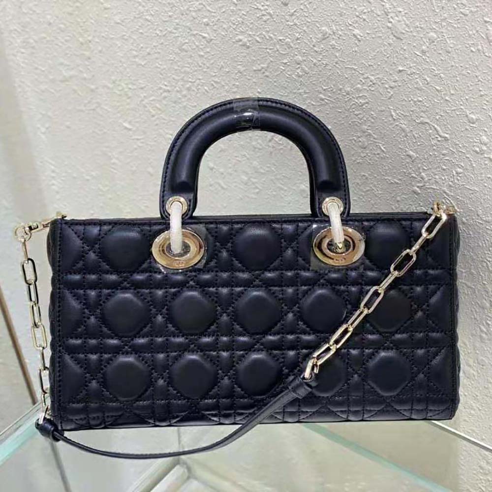 TÚI Dior Women Lady D-Joy Bag Black Cannage Lambskin