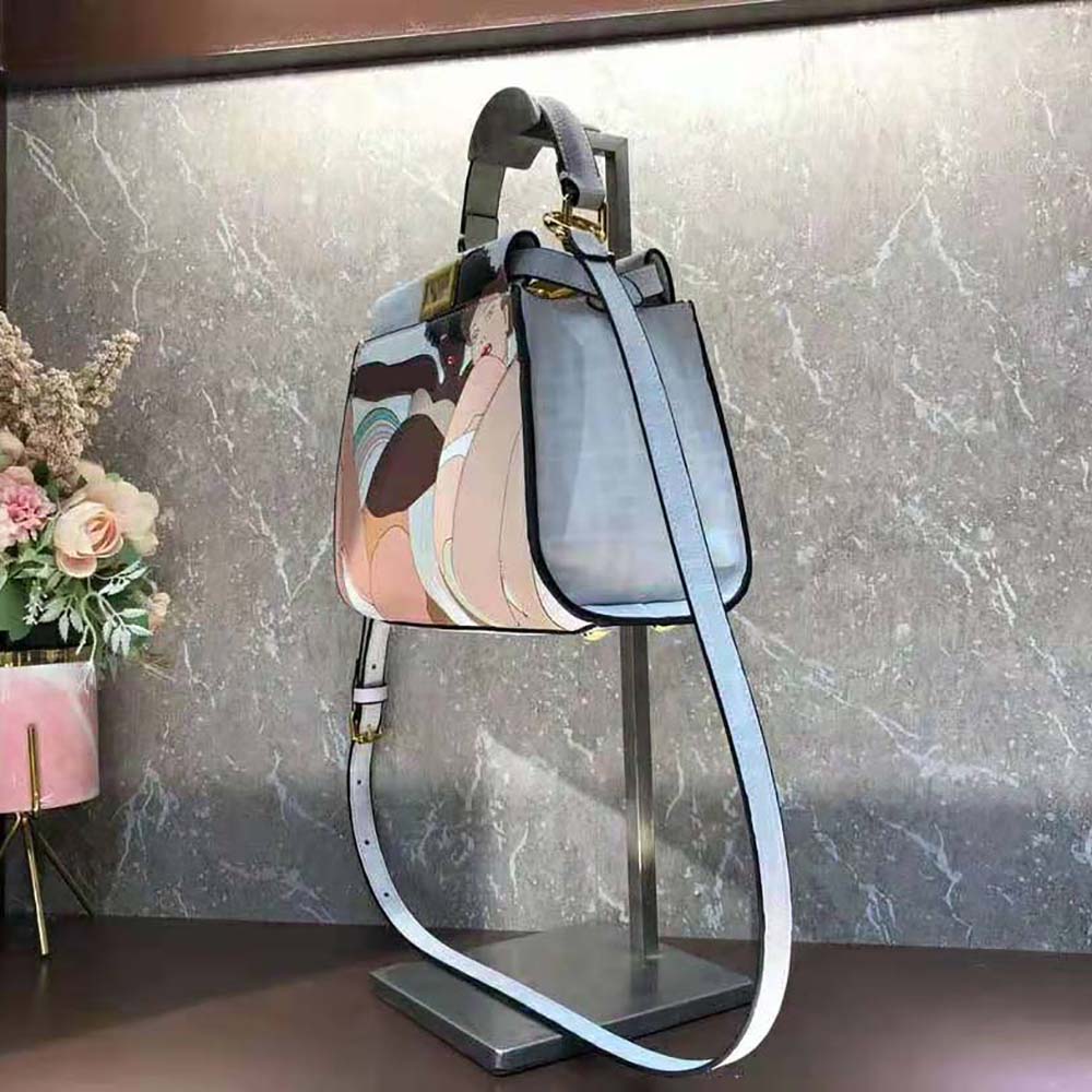 TÚI Fendi Women Baguette FF White Glazed Fabric Bag with Inlay