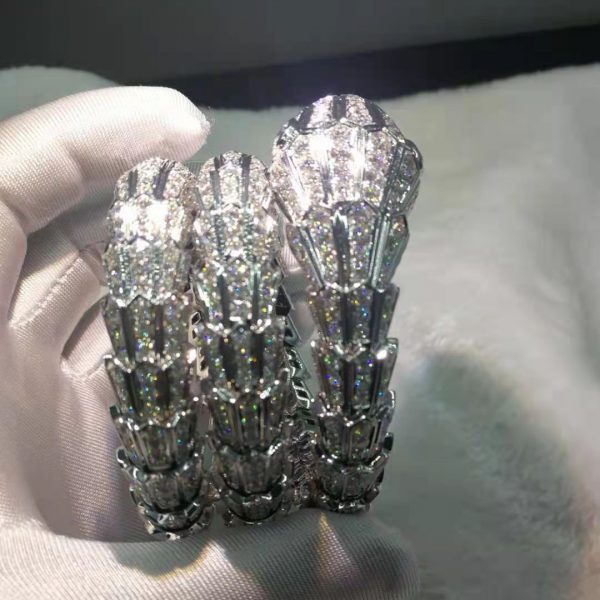 Vòng tay BVLGARI Serpenti Full Pave vàng trắng 18K