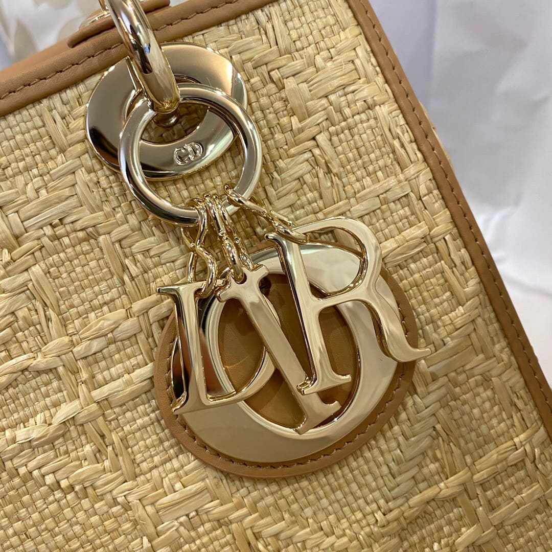 TÚI Dior Women Medium Lady D-Lite Bag Yellow Cannage Embroidery Top Quality