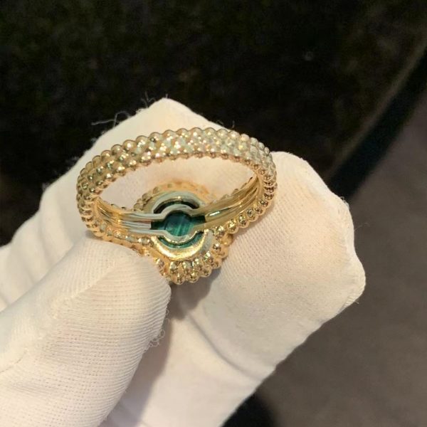 Nhẫn Van Cleef & Arpels Perlee Couleurs Malachite vàng hồng 18K