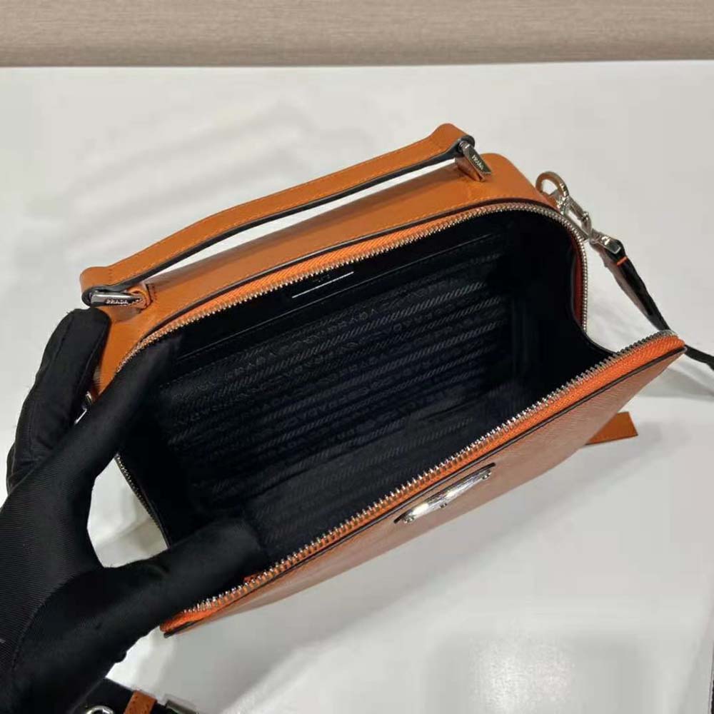 TÚI Prada Men Brique Saffiano Leather Bag-Orange