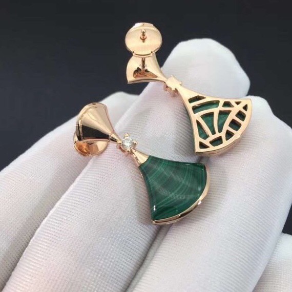 BÔNG TAI BVLGARI DIVAS DREAM MALACHITE AND DIAMOND ROSE GOLD 18K