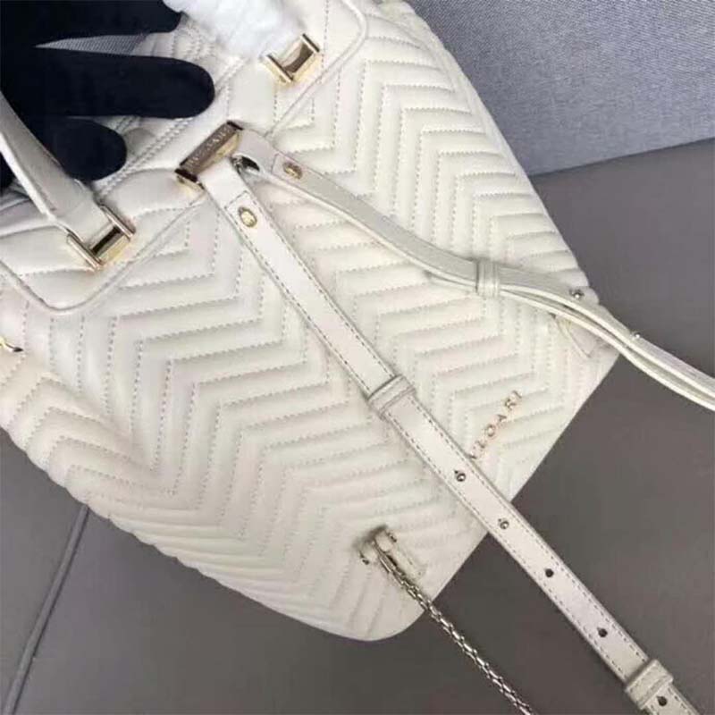 BALO Bvlgari Women Serpenti Hypnotic Medium Backpack In Quilted Nappa Leather-White