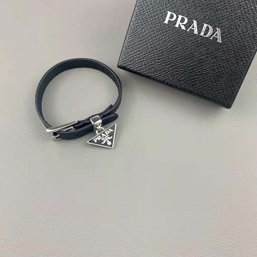VÒNG TAY Prada Saffiano Leather Bracelet-Black