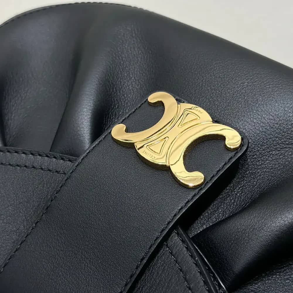 TÚI CELINE Medium Polly Bag in Supple Calfskin-Black