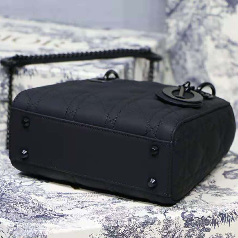 TÚI Dior Mini Lady Dior Bag Black Ultramatte Cannage Calfskin