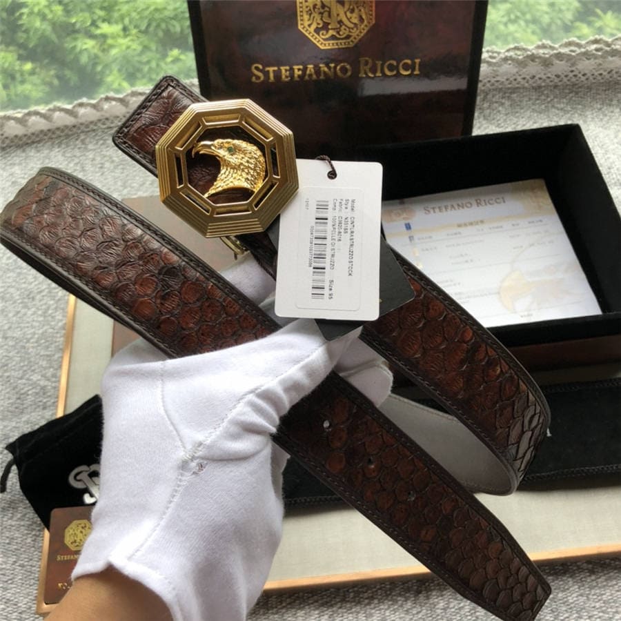 DÂY LƯNG STEFANO RICCI PYTHON LEATHER DA TRĂN Belt Khóa vàng