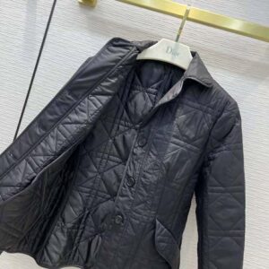 ÁO Dior Women Macrocannage Bar Jacket Black Quilted Technical Taffeta