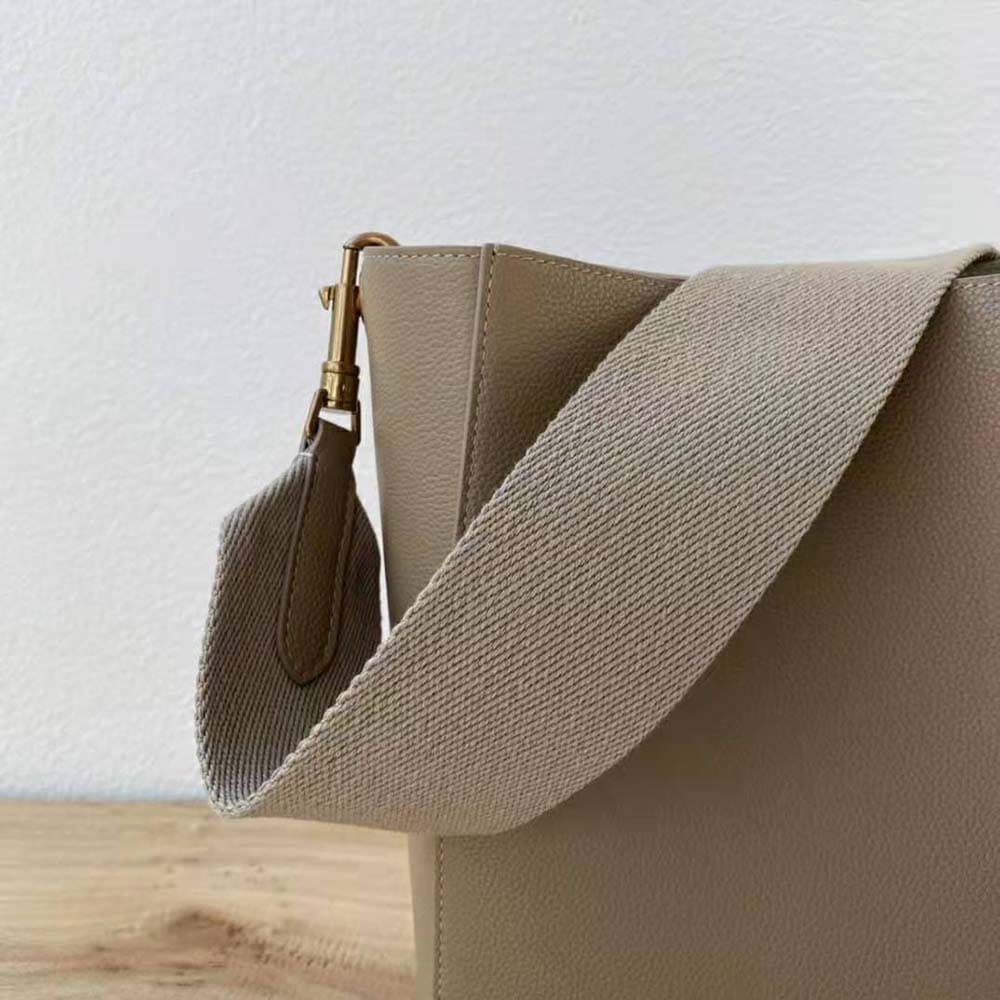 TÚI Celine Women Sangle Small Bucket Bag in Soft Grained Calfskin-Brown
