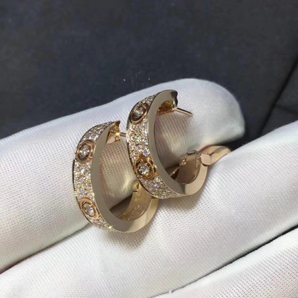 Bông tai Cartier Love kim cương vàng hồng 18K
