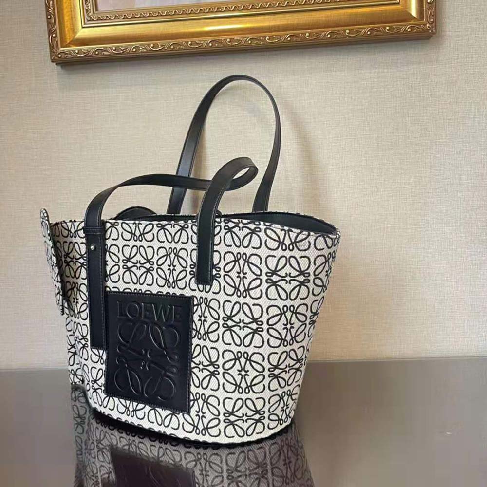 TÚI Loewe Elephant Basket Bag in Anagram Jacquard and Calfskin