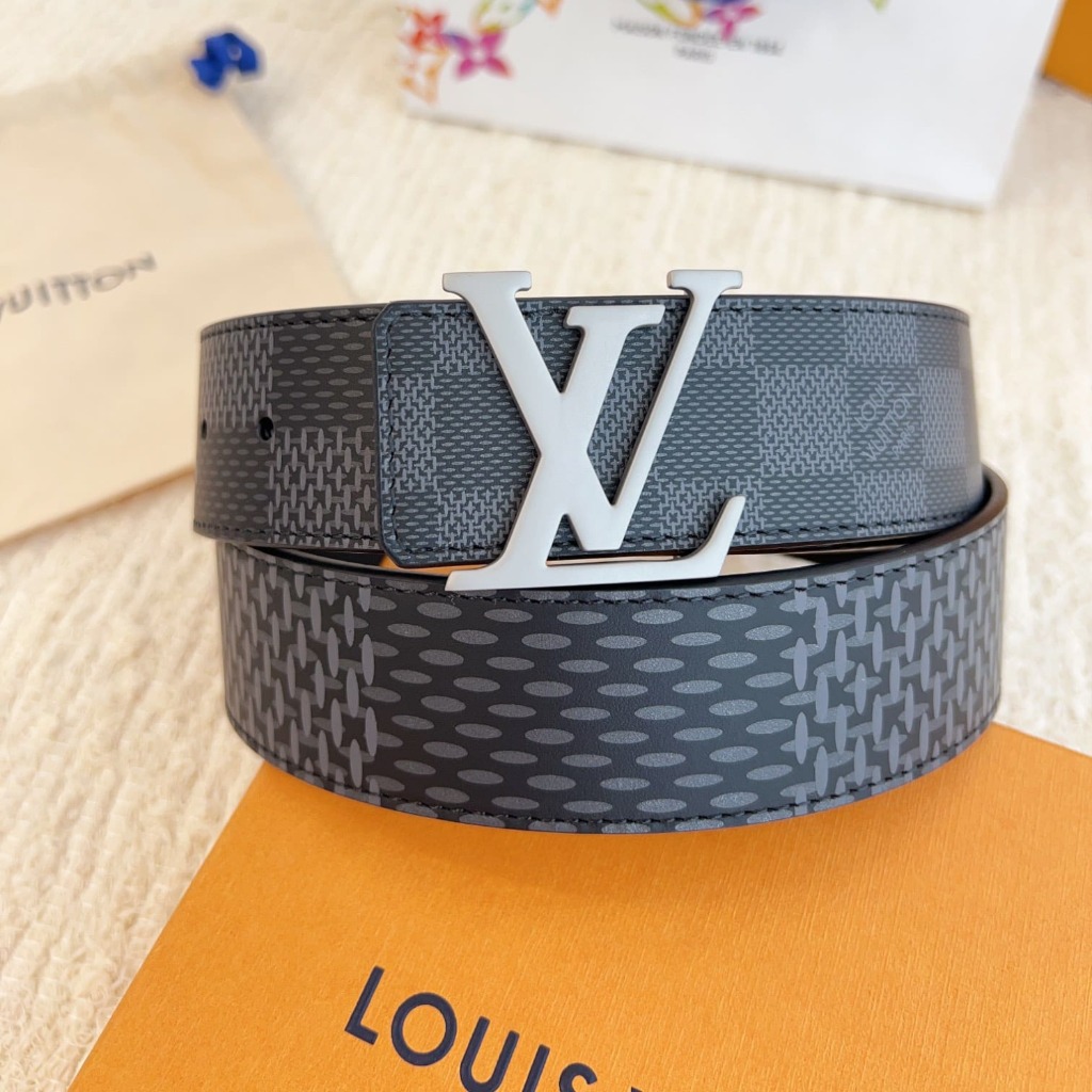 DÂY LƯNG LOUIS VUITTON BLACK MONOGRAM LEATHER Khóa bạc