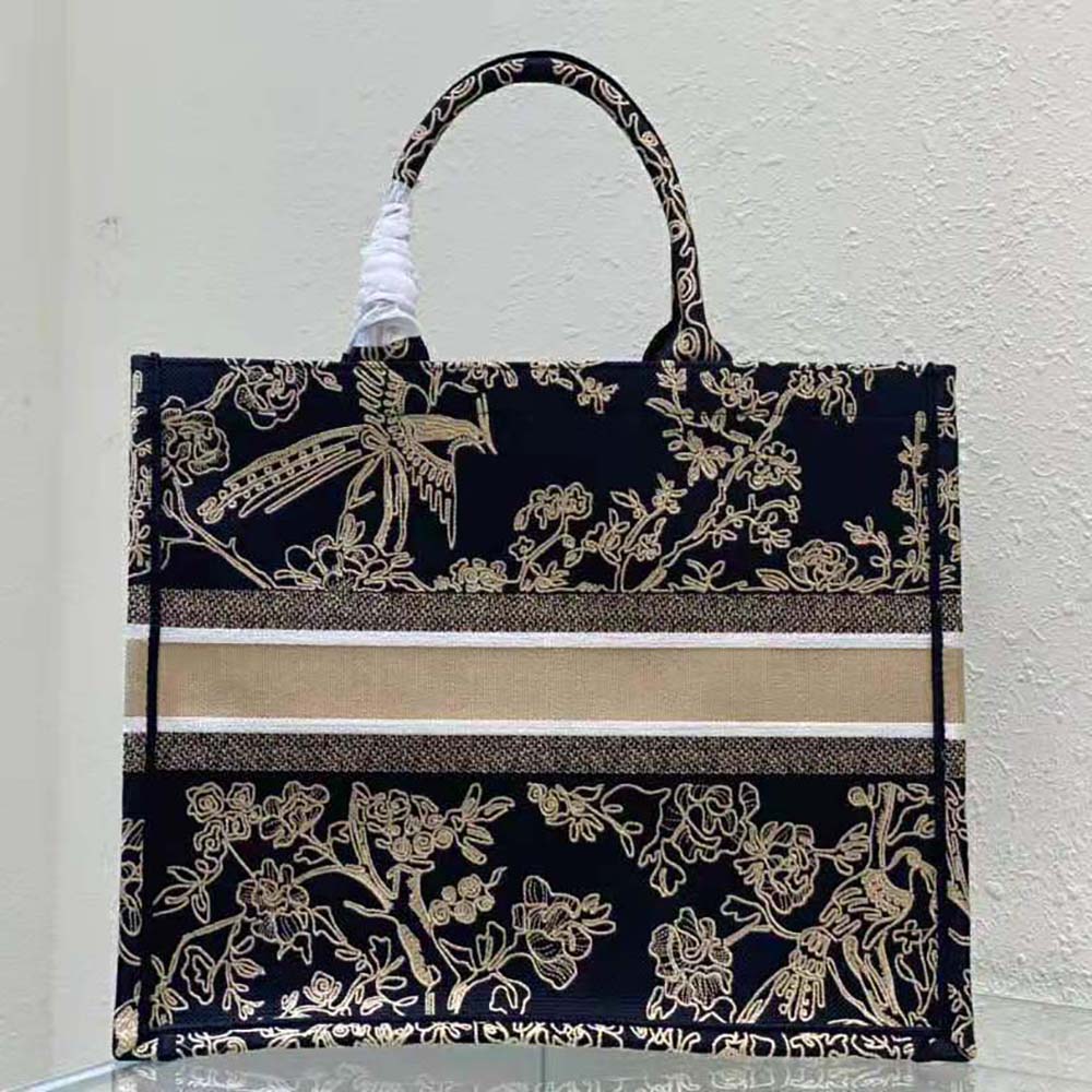 TÚI Christian Dior Black Dior Jardin D’Hiver Embroidered Cotton with Velvet and Metallic Thread