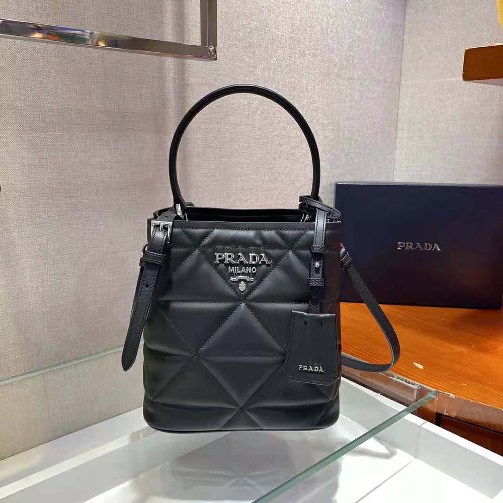 TÚI Prada Bucket Design Spectrum Leather Bag-Black
