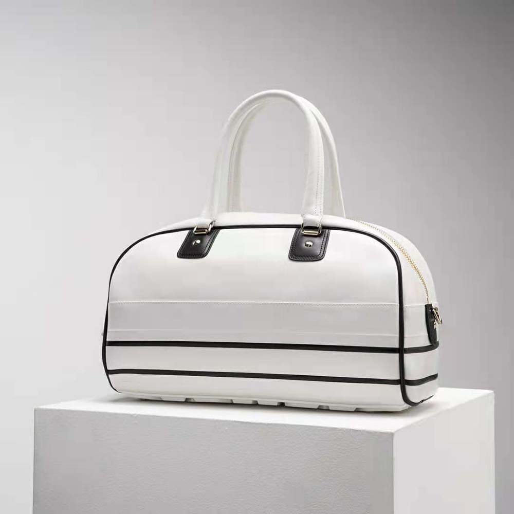 TÚI Dior Women Medium Dior Vibe Zip Bowling Bag White Smooth Calfskin