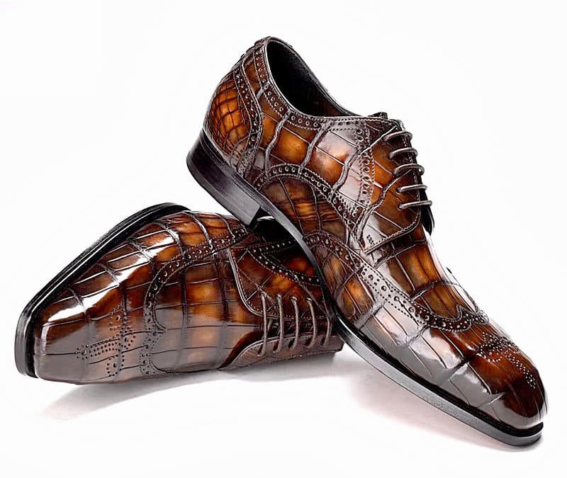 Giày Wingtip vẽ tay Giày Brogues dành cho nam da cá sấu thủ công có 3 màu