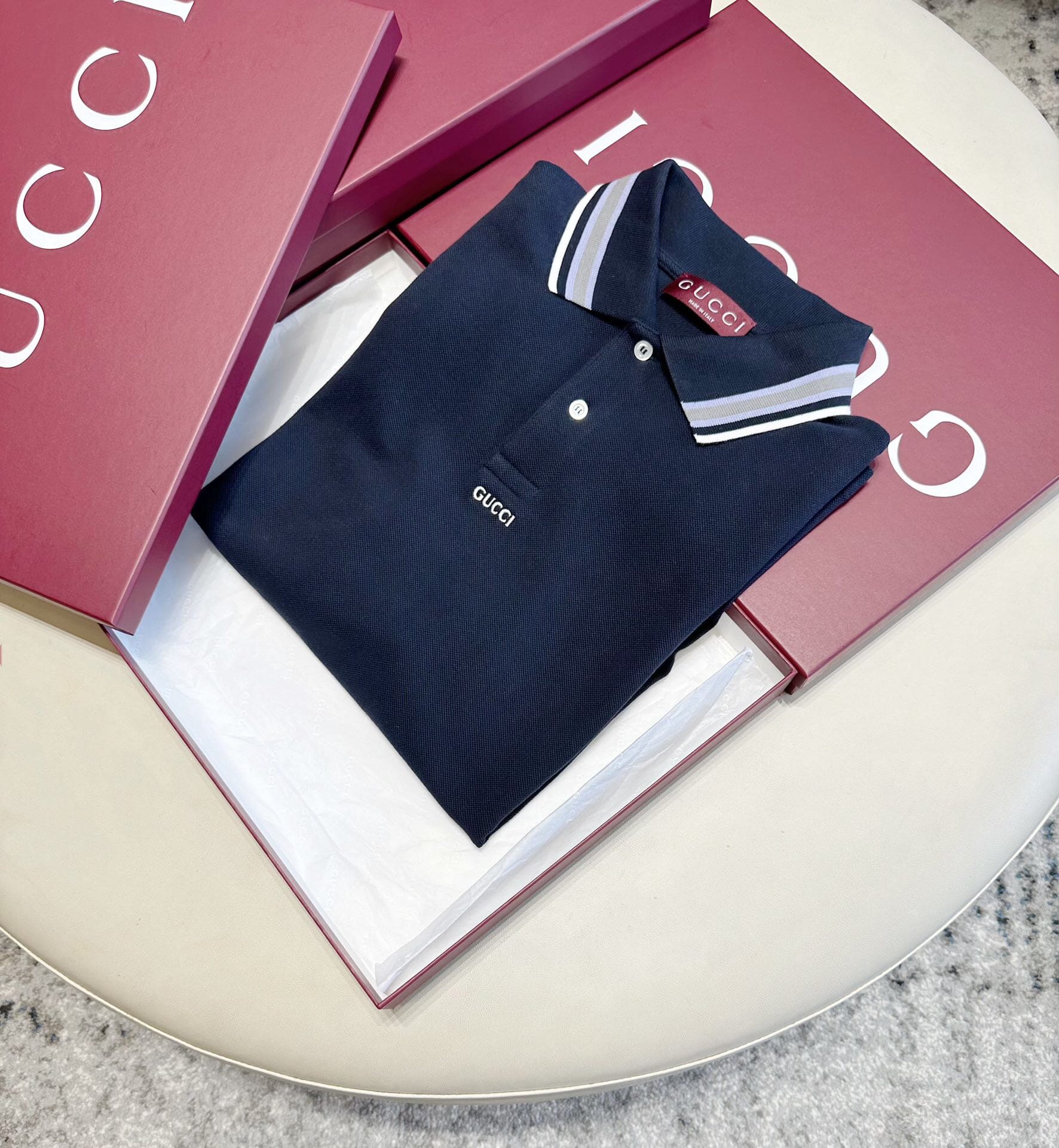 ÁO GUCCI GG POLO SHIRT MÀU XANH ĐẬM UNISEX