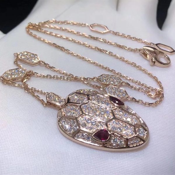 Vòng cổ BVLGARI Serpenti Kim cương Pave Diamond Rubellite Eyes 18K