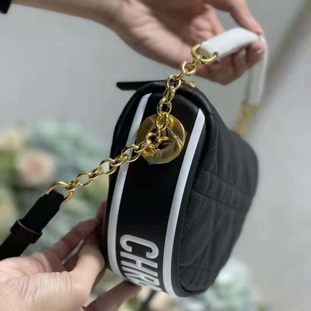 TÚI Dior Women Small Dior Vibe Hobo Bag Black Cannage Lambskin