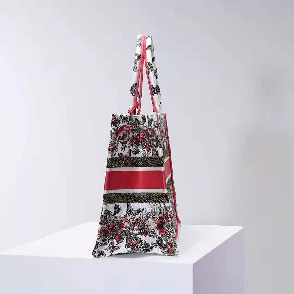 TÚI Dior Women Medium Dior Book Tote Multicolor Butterfly Embroidery