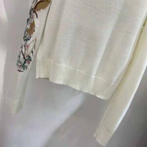 ÁO Dior Women Sweater Ecru Cashmere with Multicolor Dior Jardin D Hiver Motif