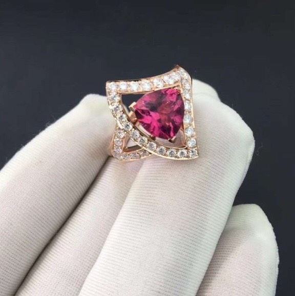NHẪN BVLGARI DIVAS TOURMALINE DIAMOND RING ROSE GOLD 18K
