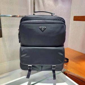 BALO Prada Fabric Backpack Accented with Fine Saffiano Leather Trim