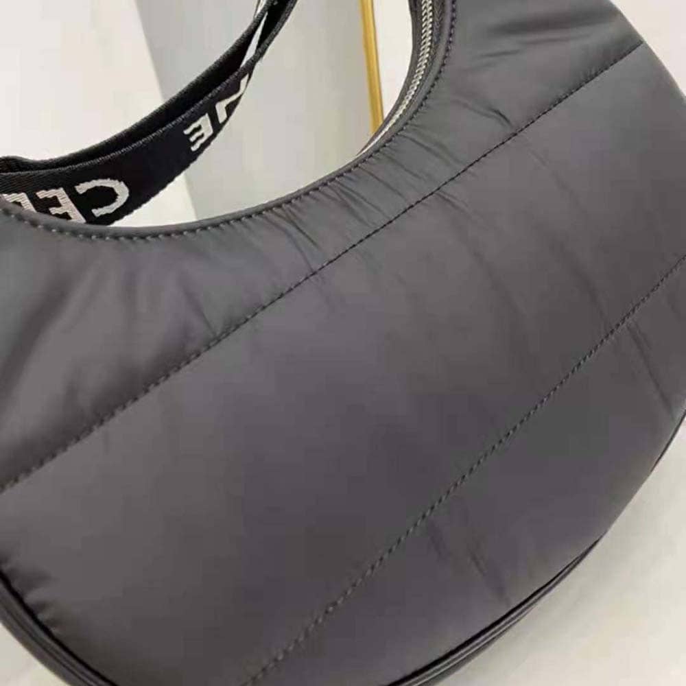 TÚI Celine Women Medium Ava Bag with Celine Strap in Quilted Nylon-Black