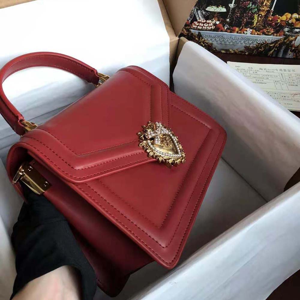 TÚI Dolce Gabbana D&G Women Small Smooth Calfskin Devotion Bag-Maroon
