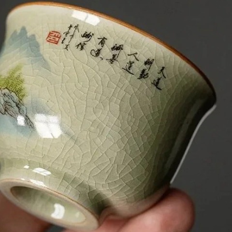 Bộ Trà Men Rạn Vẽ Sơn Thủy