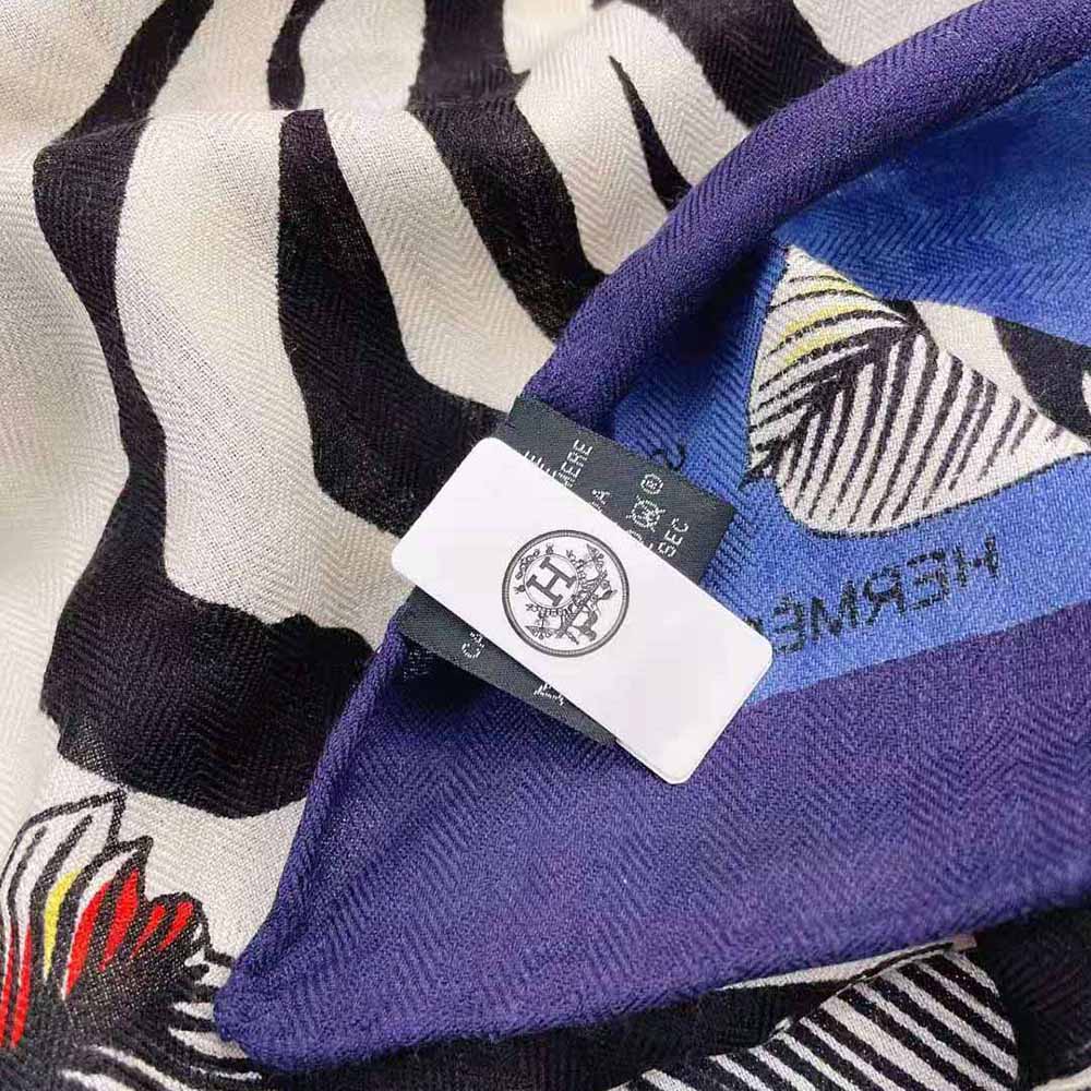 KHĂN Hermes Women Zebra Pegasus Giant Triangle-Blue