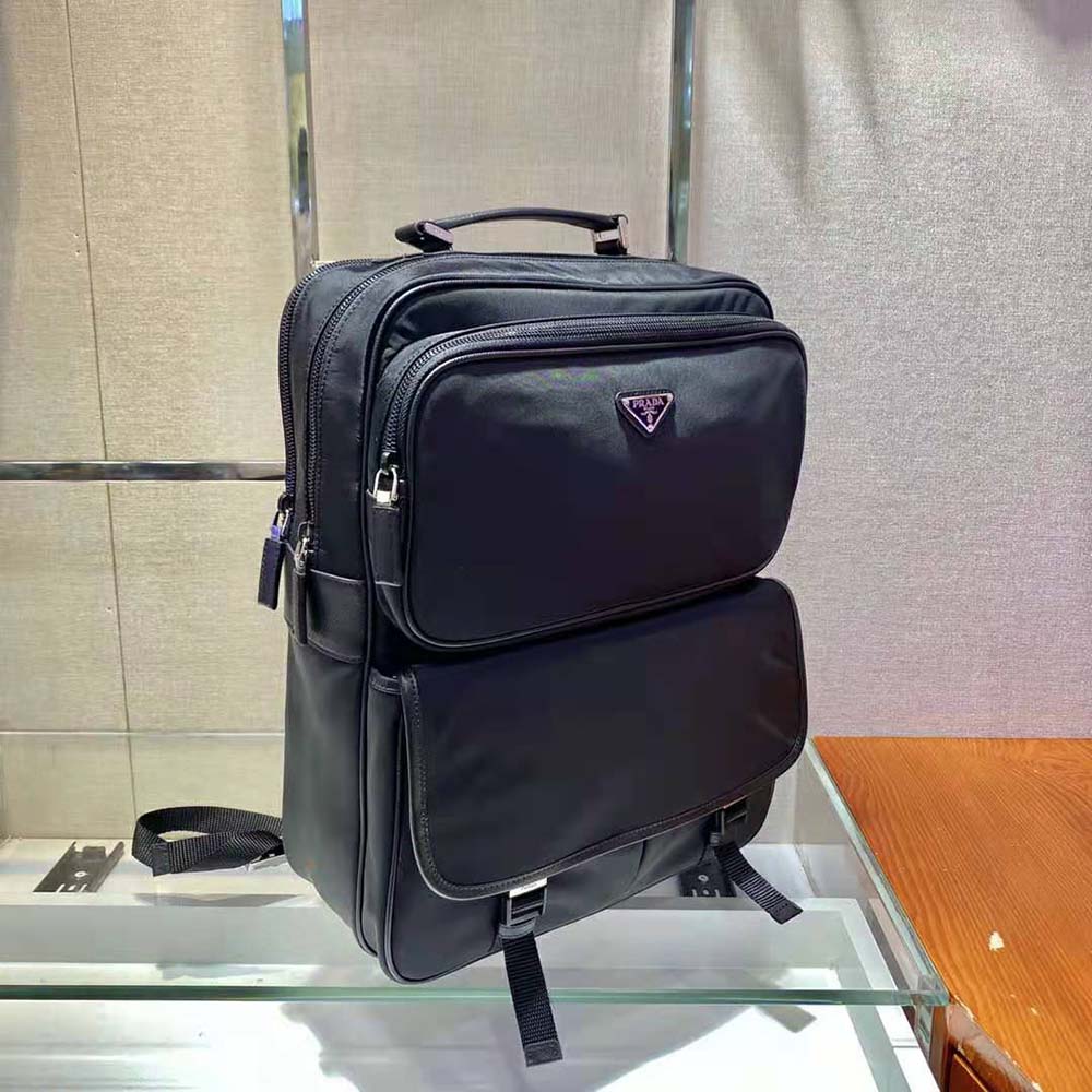 BALO Prada Fabric Backpack Accented with Fine Saffiano Leather Trim
