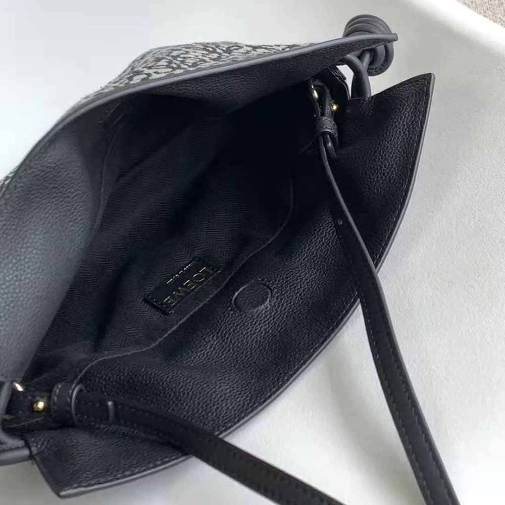 TÚI LOEWE Mini Flamenco Clutch in Anagram Jacquard and Calfskin-Black